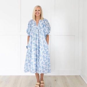 Willow Park Boutique Blue Floral Mercer Dress